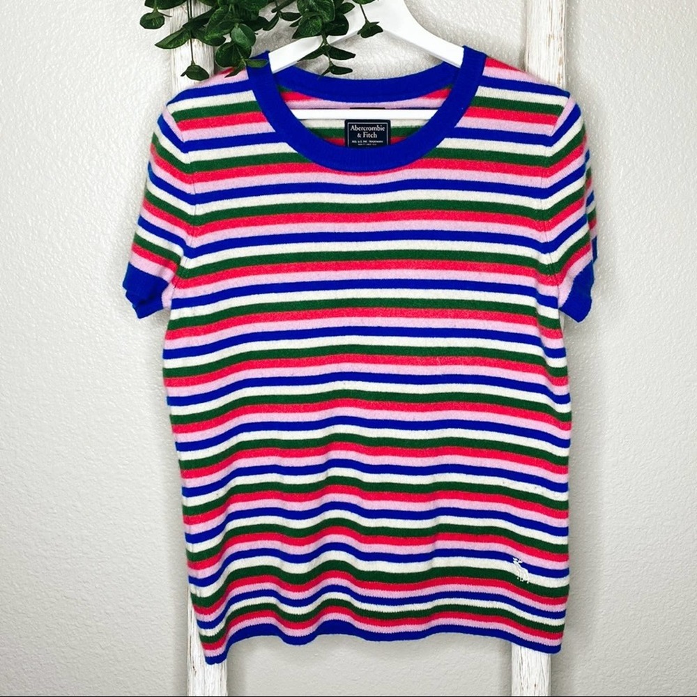 Abercrombie & Fitch 100% Cashmere Pullover Striped Sweater Medium